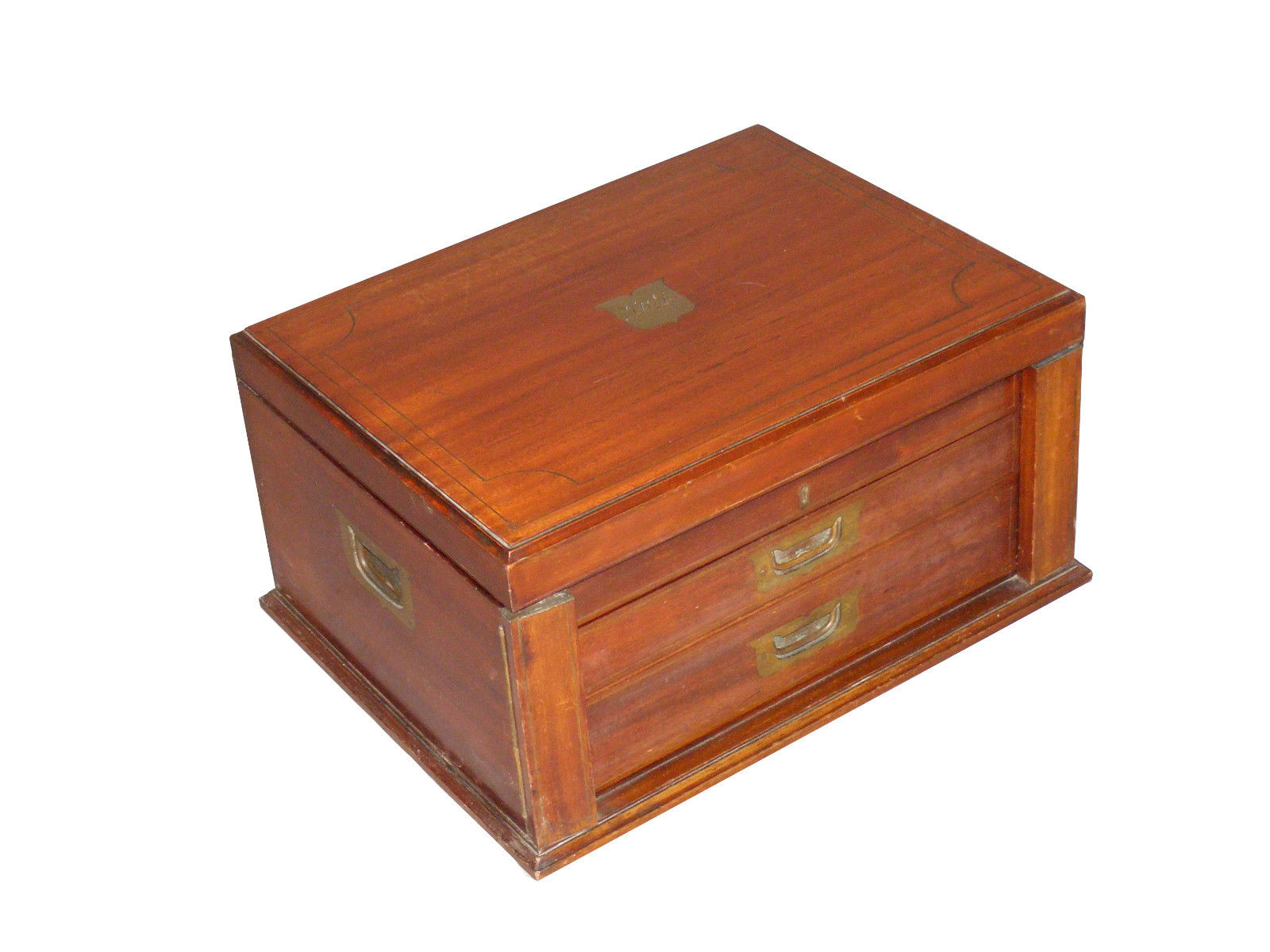 Mahogany Cabinet Box with Hinged Lid & Trays c.1925 (1 of 3)