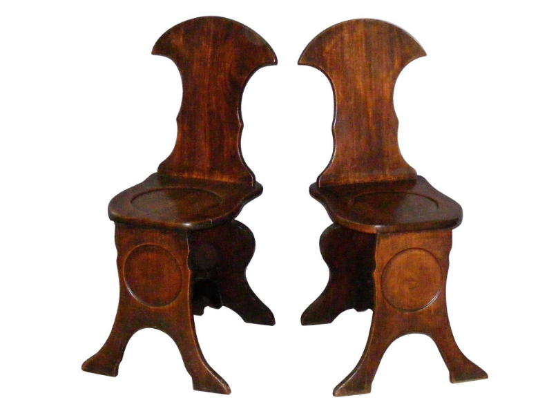 Scottish Georgian Pair of Halls Chairs of Thomas Chippendale Period (1 of 1)