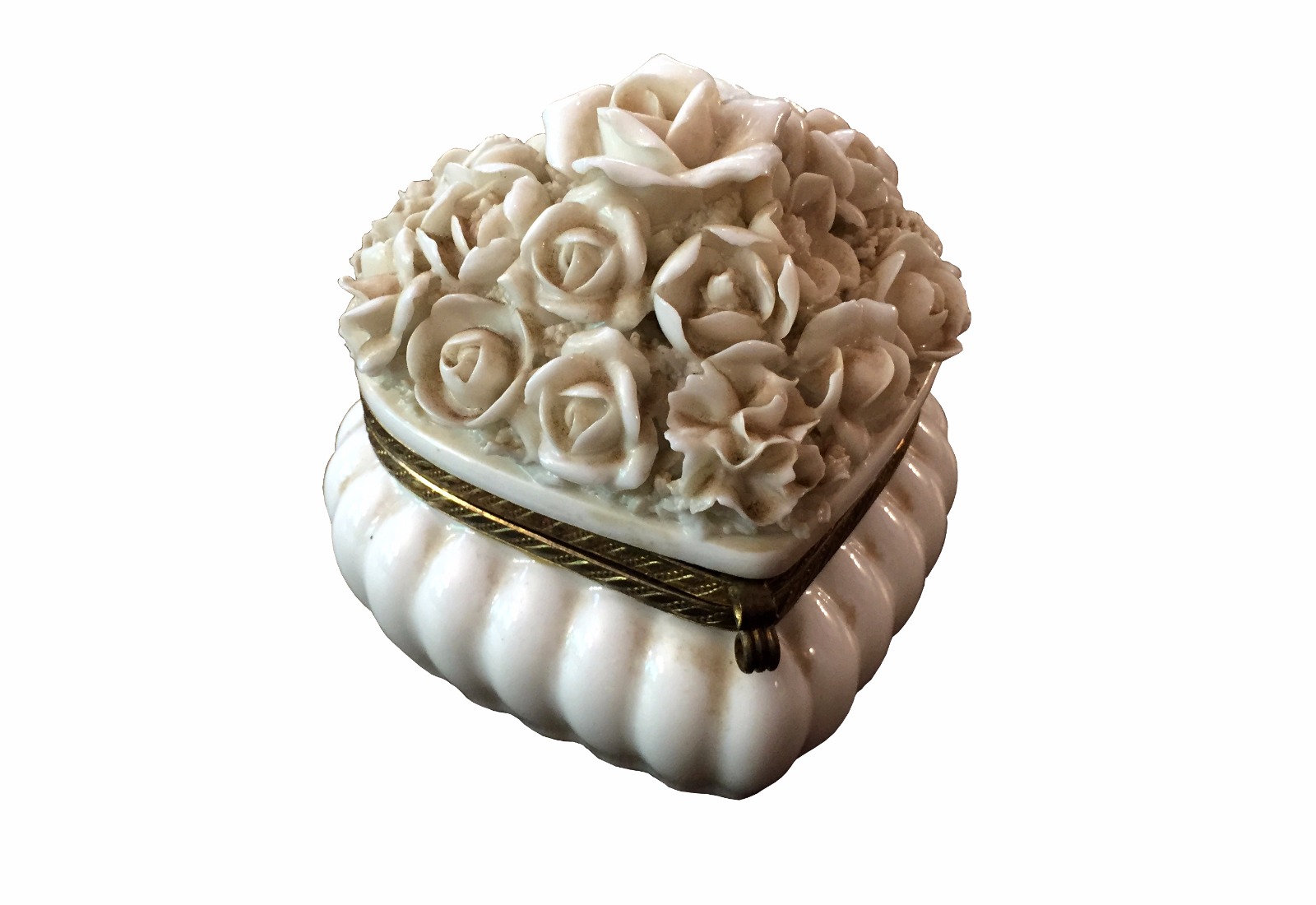 Antique Heart Shaped Blanc De Chine Box c.1880 (1 of 3)