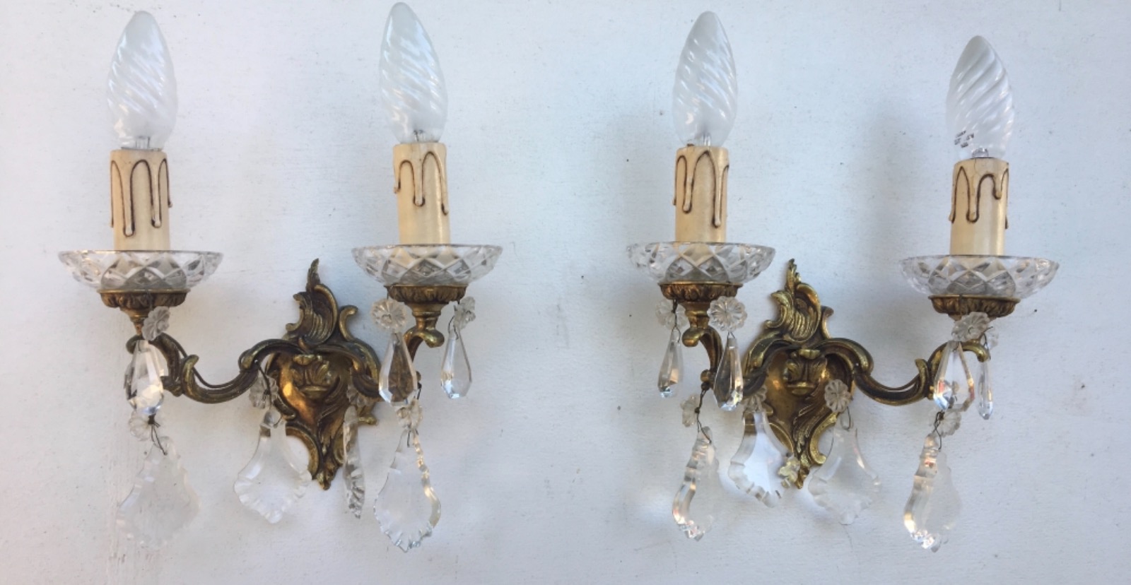 Vintage French Bronze & Crystal Wall Sconces (1 of 1) Vintage French Bronze & Crystal Wall Sconces (1 of 1)