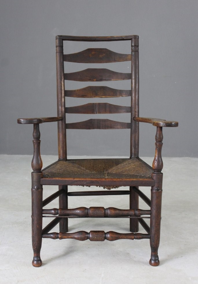 Antique Oak & Elm Ladder-Back Chair (1 of 12) Antique Oak & Elm Ladder-Back Chair (1 of 12)