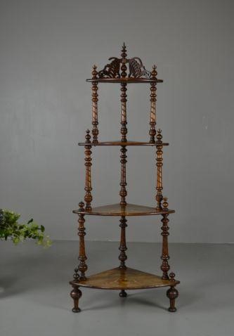 Antique Victorian Ornate Inlaid Walnut Corner Whatnot Shelving (1 of 11) Antique Victorian Ornate Inlaid Walnut Corner Whatnot Shelving (1 of 11)