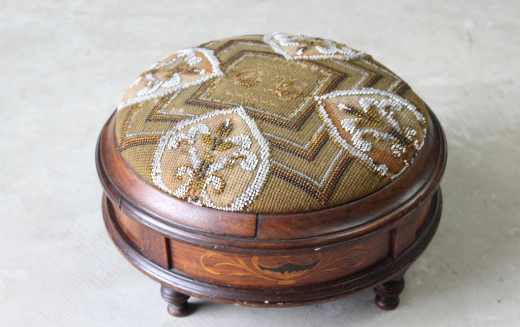 Antique Beadwork Footstool (1 of 1) Antique Beadwork Footstool (1 of 1)