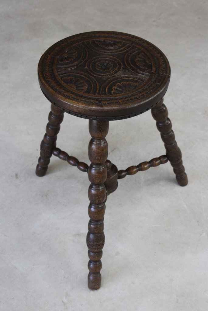 Antique Carved Oak Bobbin Turned Stool (1 of 9) Antique Carved Oak Bobbin Turned Stool (1 of 9)