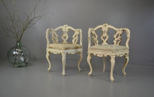 Pair of Ornate White & Gold Rococo Style Corner Chairs (1 of 12)