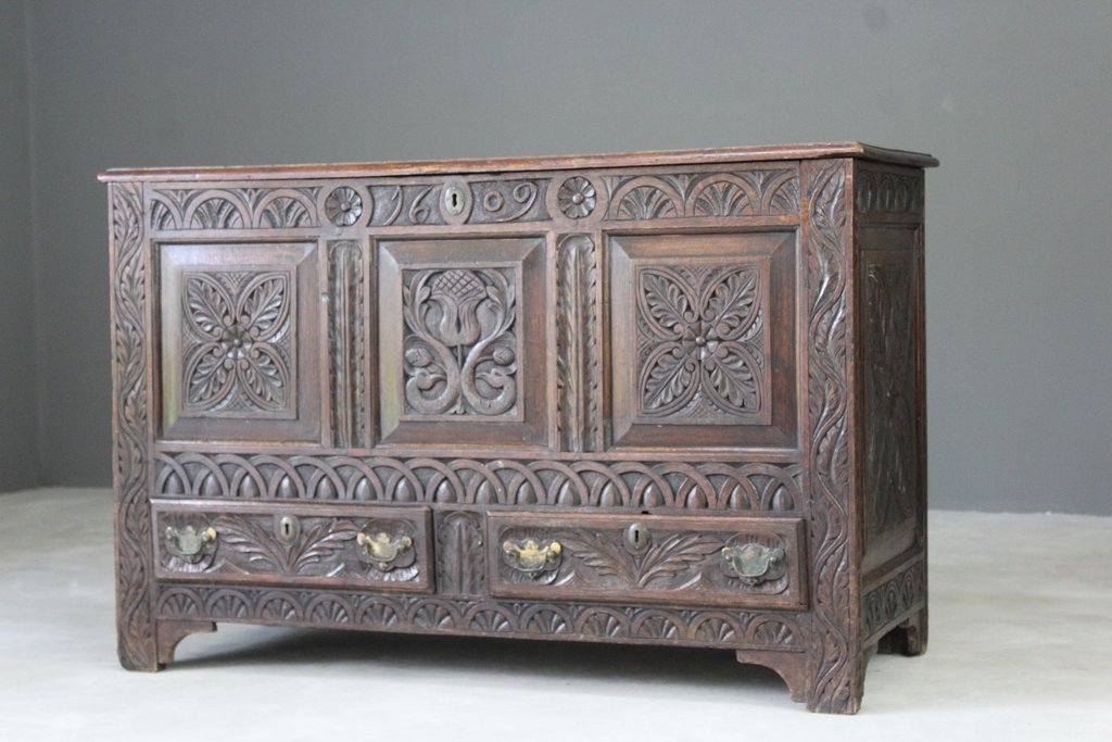 Antique Carved Oak Mule Chest (1 of 1) Antique Carved Oak Mule Chest (1 of 1)