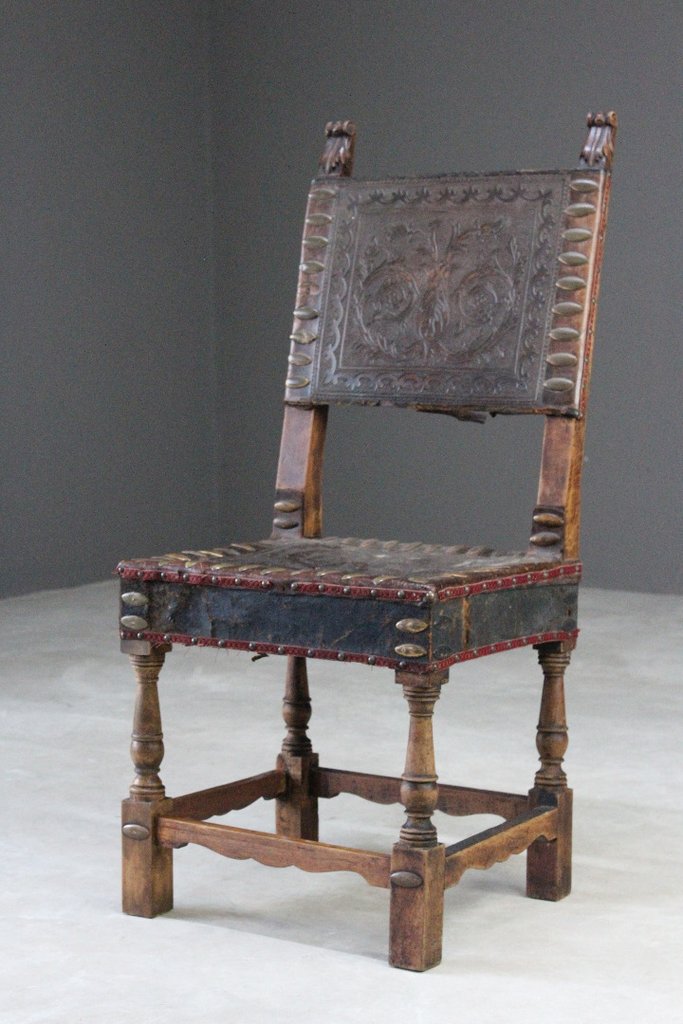 Portugese Walnut & Leather Chair (1 of 10)