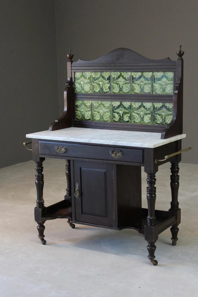 Antique Marble Top Tiled Washstand (1 of 1) Antique Marble Top Tiled Washstand (1 of 1)