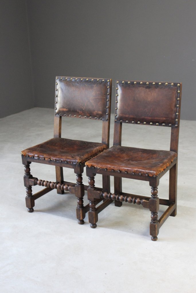 Pair of Oak & Leather Dining Chairs (1 of 1) Pair of Oak & Leather Dining Chairs (1 of 1)