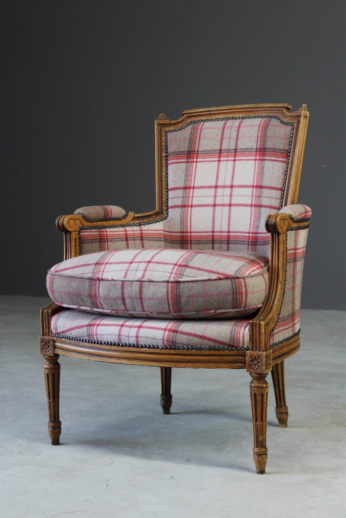 Antique Style Upholstered Tartan Armchair (1 of 1) Antique Style Upholstered Tartan Armchair (1 of 1)