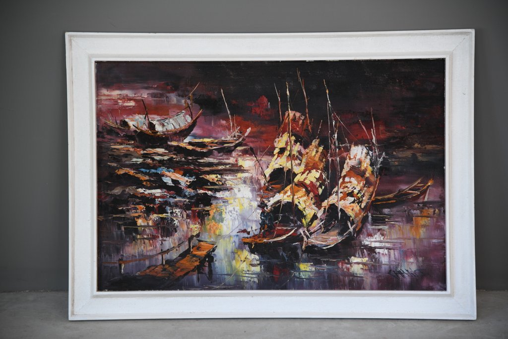 Mid Century Abstract Oil River Scene (1 of 9) Mid Century Abstract Oil River Scene (1 of 9)