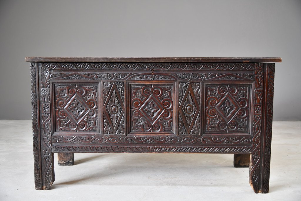 Antique 18th Century Carved Oak Coffer (1 of 12) Antique 18th Century Carved Oak Coffer (1 of 12)