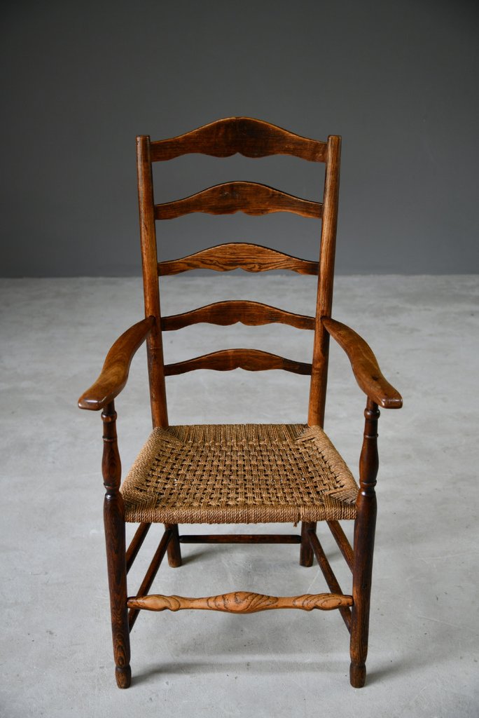 Antique Elm Beech Ladderback Chair (1 of 12) Antique Elm Beech Ladderback Chair (1 of 12)