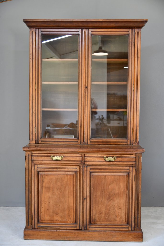 Antique Victorian Walnut Glazed Bookcase (1 of 12) Antique Victorian Walnut Glazed Bookcase (1 of 12)
