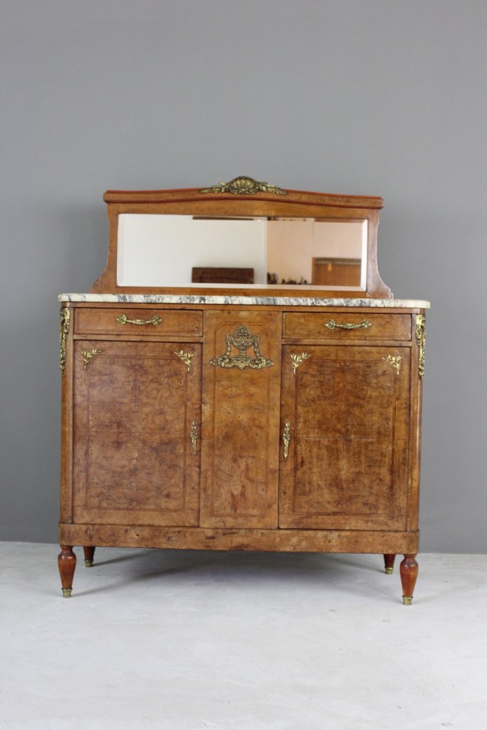 Antique French Burr Walnut & Marble Sideboard C.1900 (1 of 1) Antique French Burr Walnut & Marble Sideboard C.1900 (1 of 1)