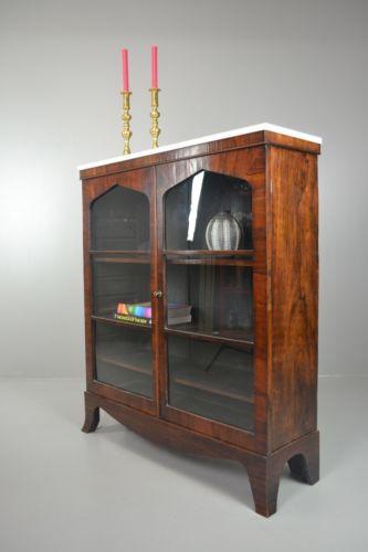 Antique Rosewood Glazed Marble Top Bookcase c.1850 (1 of 1) Antique Rosewood Glazed Marble Top Bookcase c.1850 (1 of 1)