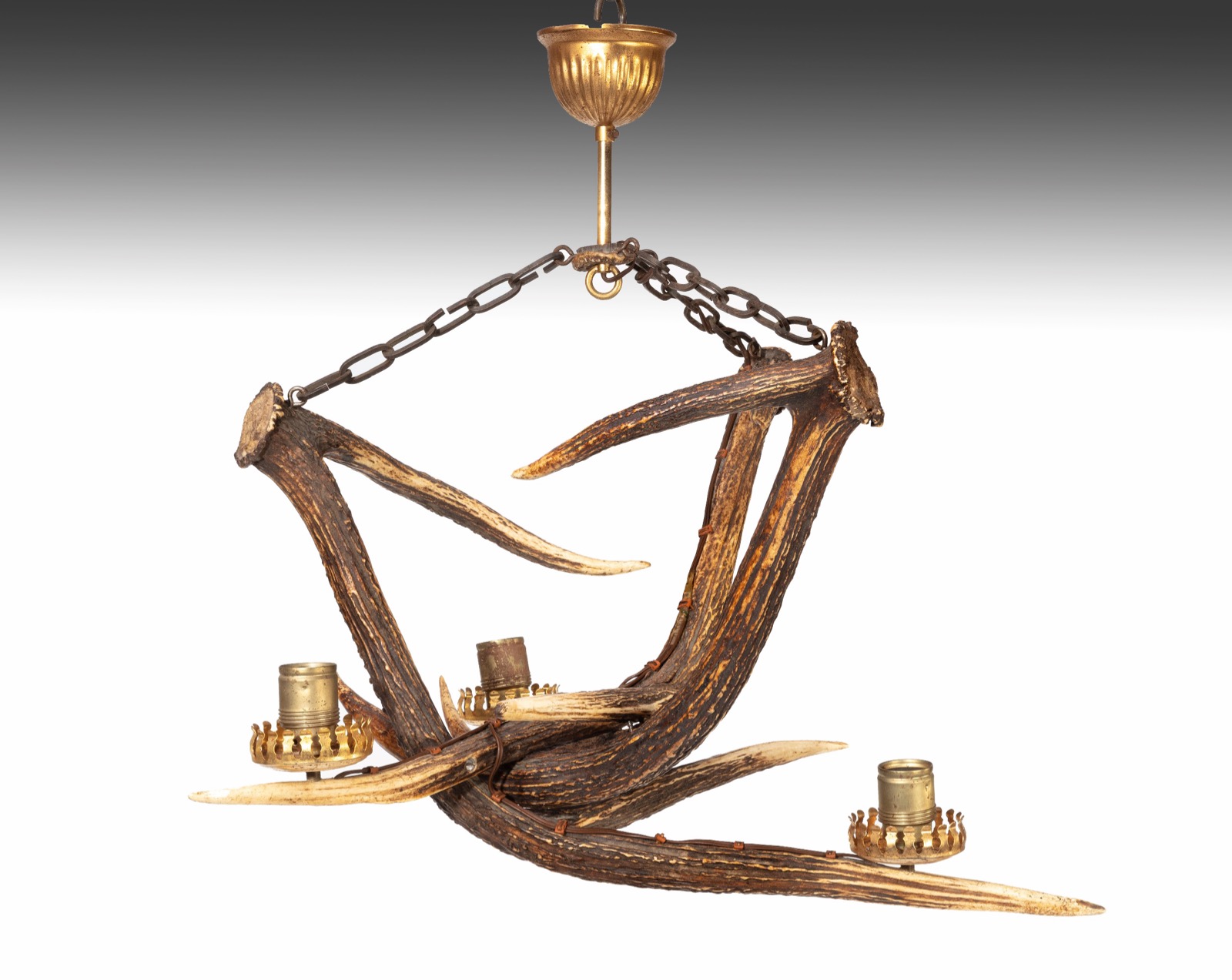 Antique Three Deer Antler Chandelier (1 of 6) Antique Three Deer Antler Chandelier (1 of 6)