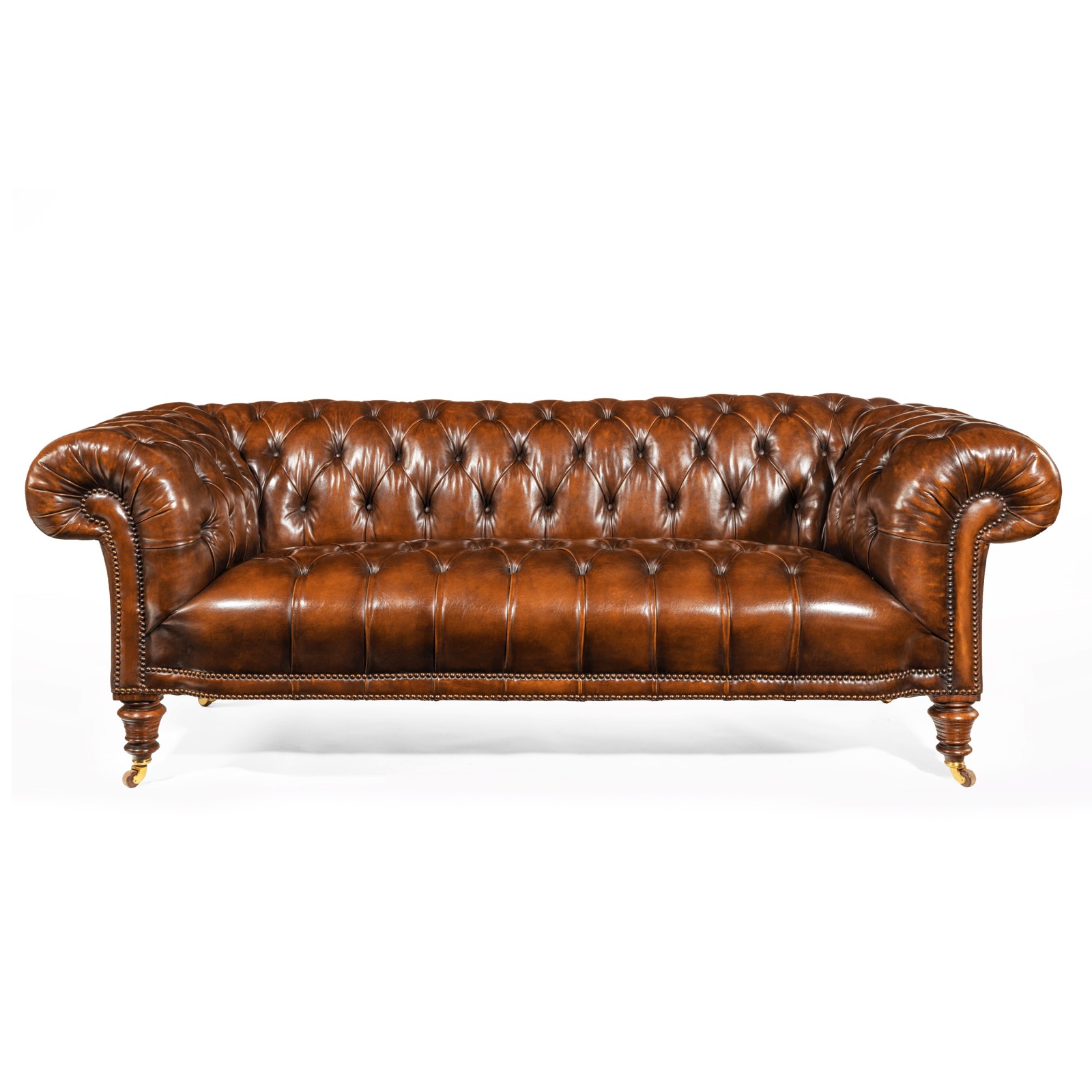 19th Century Gillows Figured Walnut Leather Chesterfield Sofa (1 of 1) 19th Century Gillows Figured Walnut Leather Chesterfield Sofa (1 of 1)