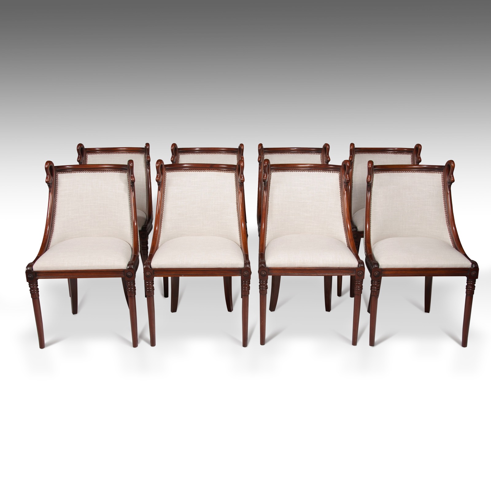 Superb Set of 8 French 19th Century Empire Style Barrel Back Dining Chairs (1 of 1) Superb Set of 8 French 19th Century Empire Style Barrel Back Dining Chairs (1 of 1)