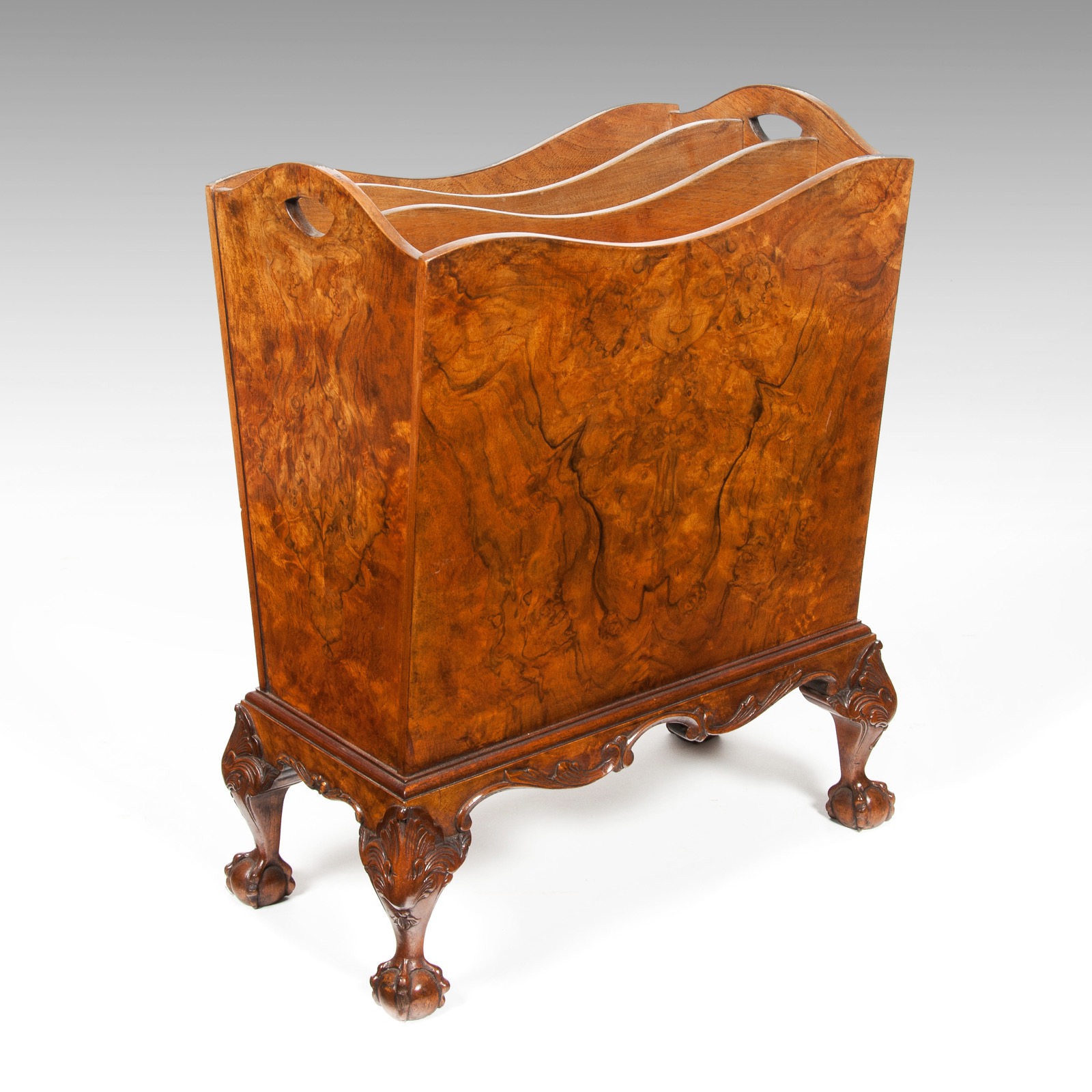 Quality Shaped Figured Walnut Magazine Rack on Cabriole Legs (1 of 1) Quality Shaped Figured Walnut Magazine Rack on Cabriole Legs (1 of 1)