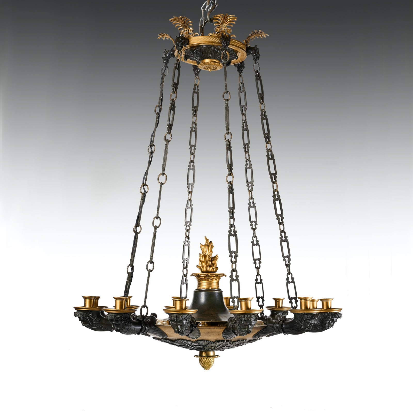 Fine Quality Patinated & Gilt Bronze French Empire 12 Branch Chandelier (1 of 10) Fine Quality Patinated & Gilt Bronze French Empire 12 Branch Chandelier (1 of 10)