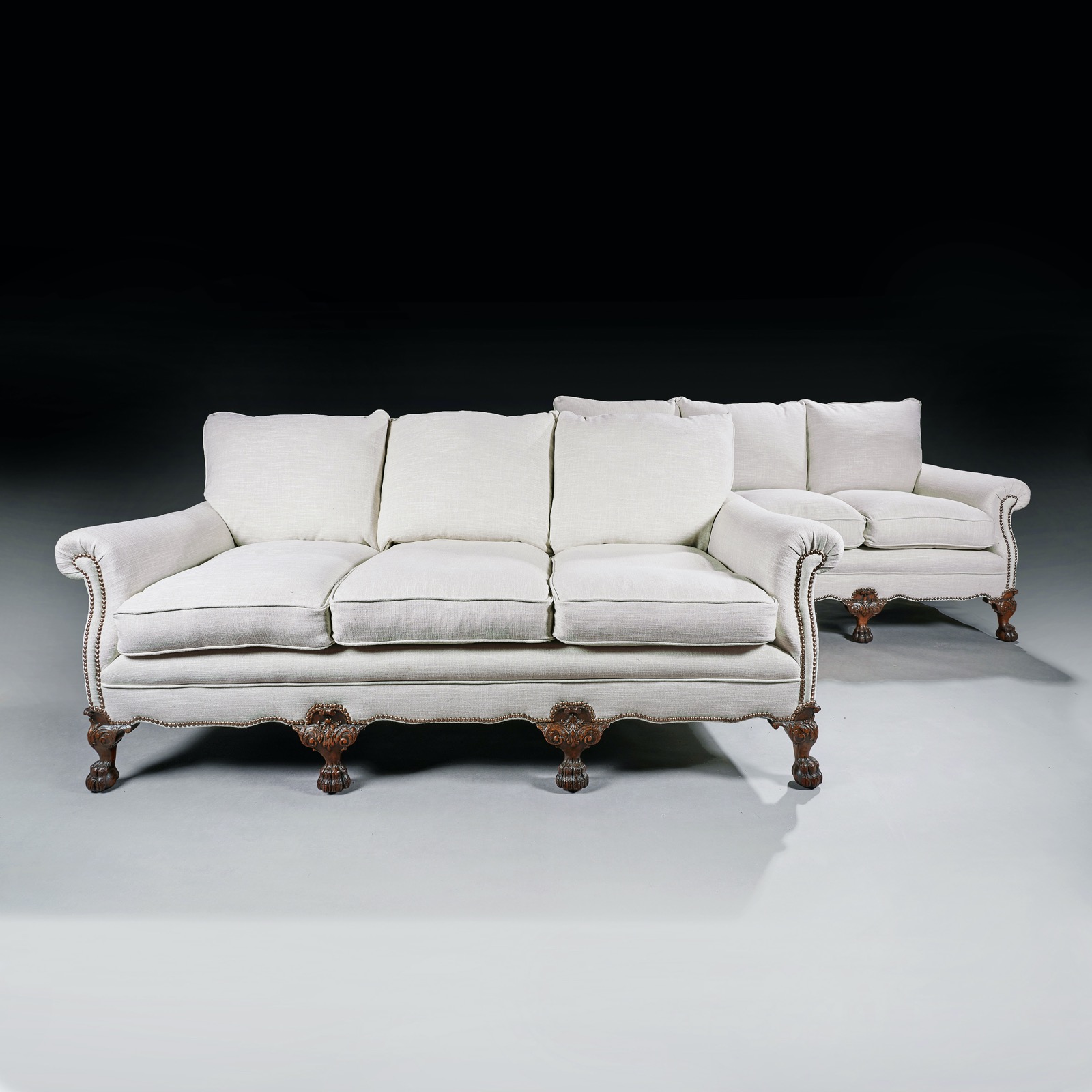 Rare Pair of Antique Deep Seated Feather Down Country House Sofas (1 of 1) Rare Pair of Antique Deep Seated Feather Down Country House Sofas (1 of 1)