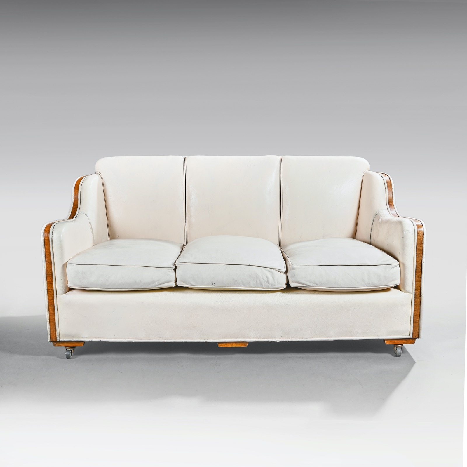 Art Deco Walnut Epstein Leather Three Seater Sofa (1 of 1) Art Deco Walnut Epstein Leather Three Seater Sofa (1 of 1)