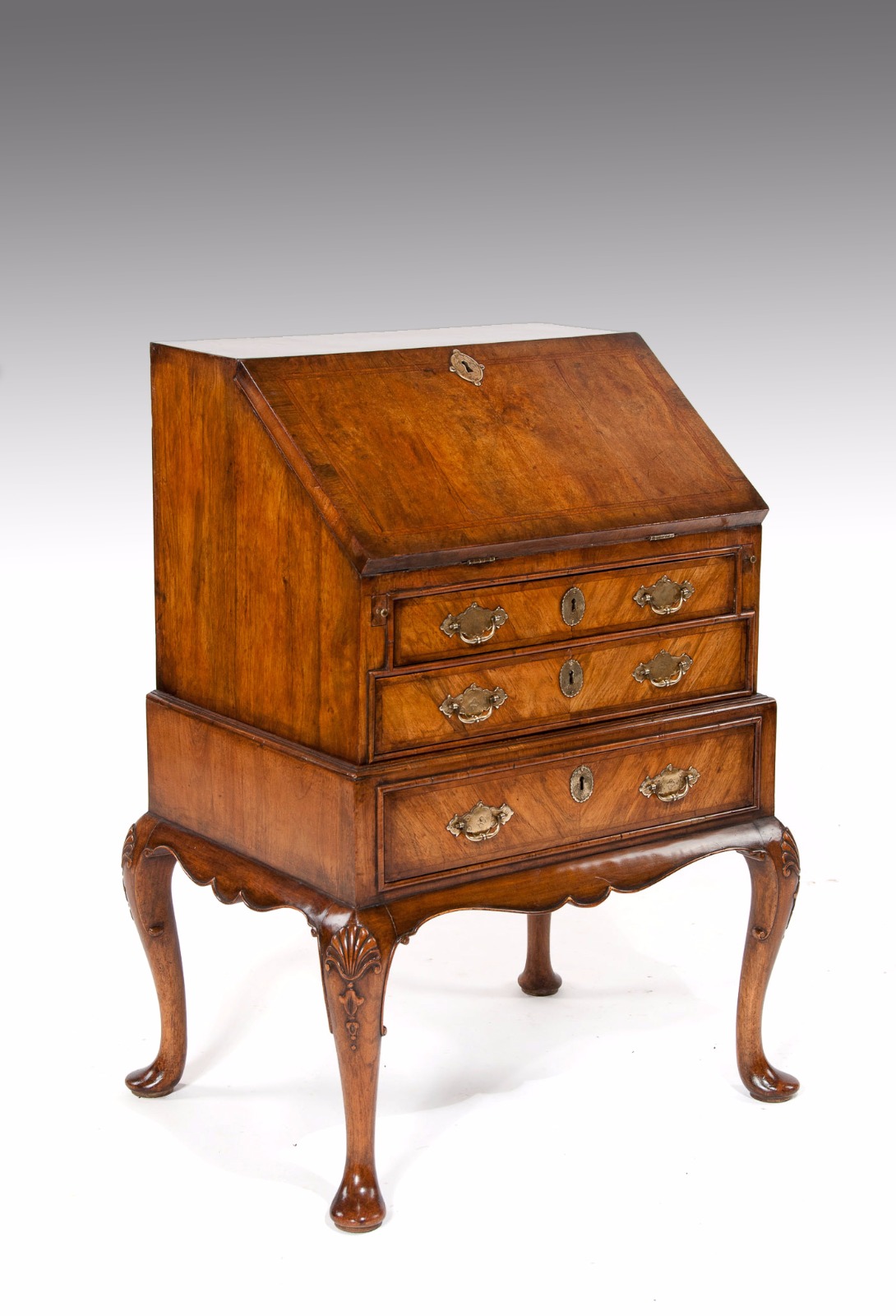Very Good Quality Walnut Bureau On Stand C.1920 (1 of 1) Very Good Quality Walnut Bureau On Stand C.1920 (1 of 1)