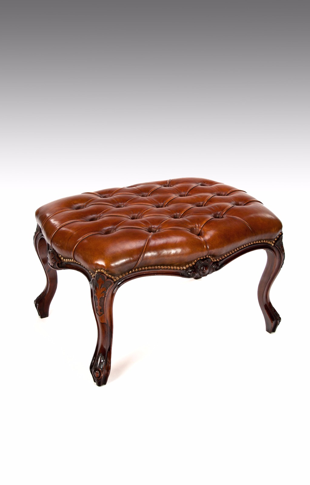 Large Early Victorian Rosewood Leather Stool (1 of 1) Large Early Victorian Rosewood Leather Stool (1 of 1)