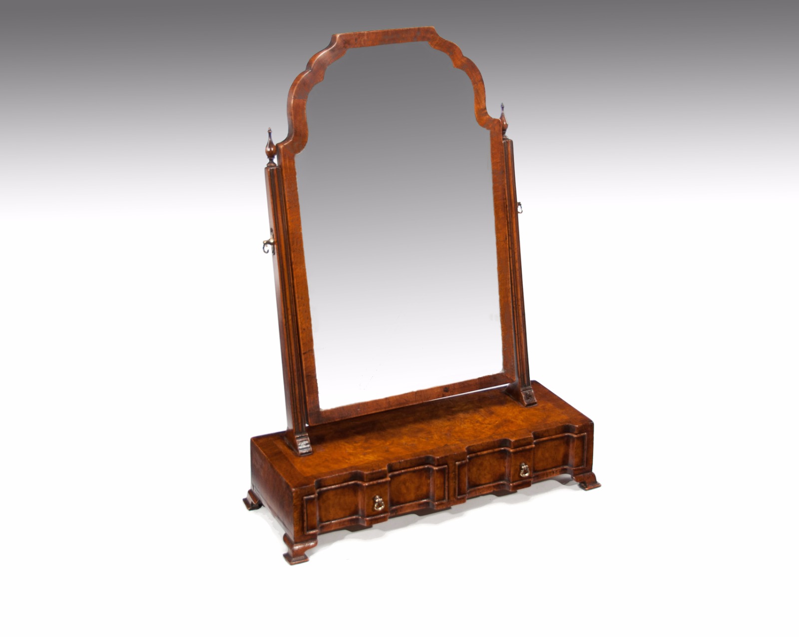 Fine Quality Antique Burr Walnut Shaped Front Dressing / Toilet Mirror (1 of 1) Fine Quality Antique Burr Walnut Shaped Front Dressing / Toilet Mirror (1 of 1)