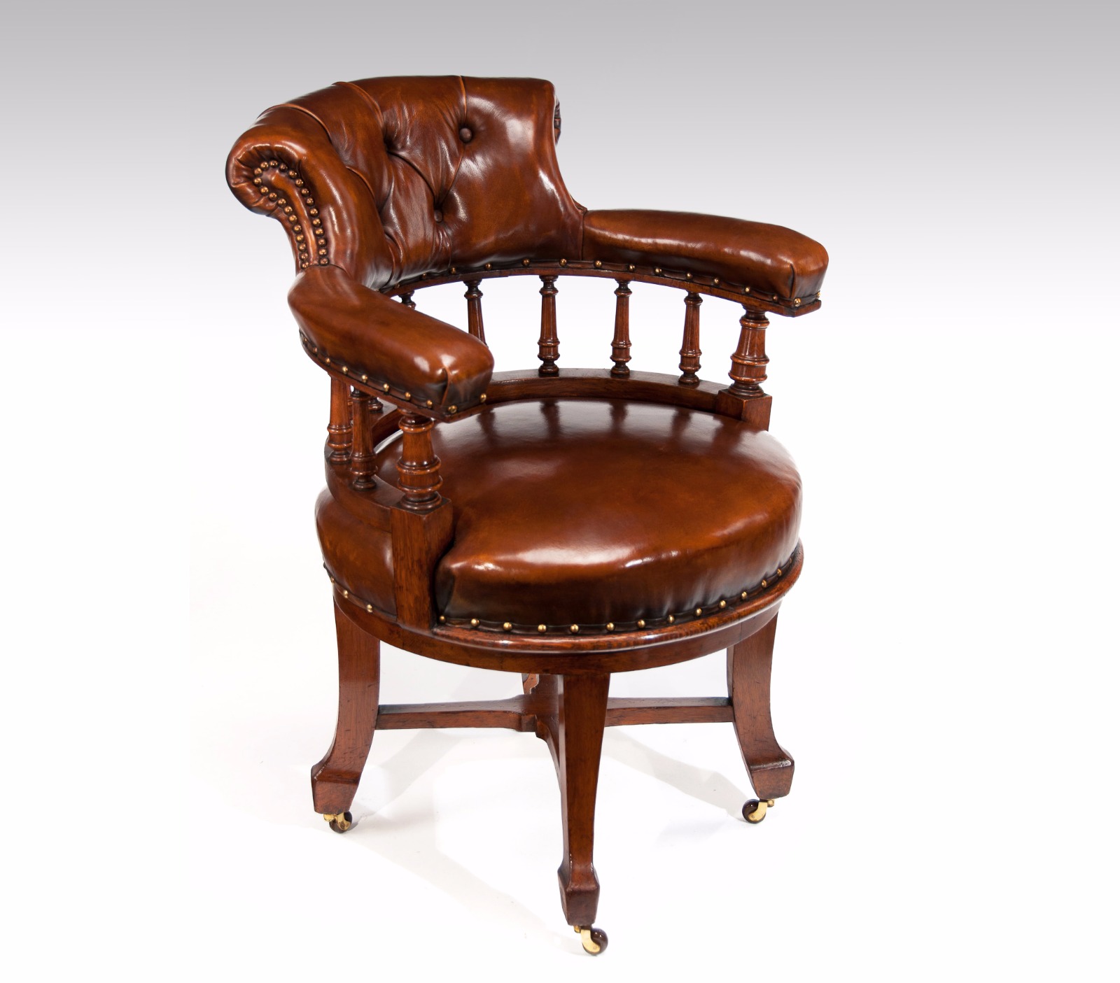 Quality Victorian Oak Leathered Revolving Desk Chair by S & H Jewell (1 of 1) Quality Victorian Oak Leathered Revolving Desk Chair by S & H Jewell (1 of 1)