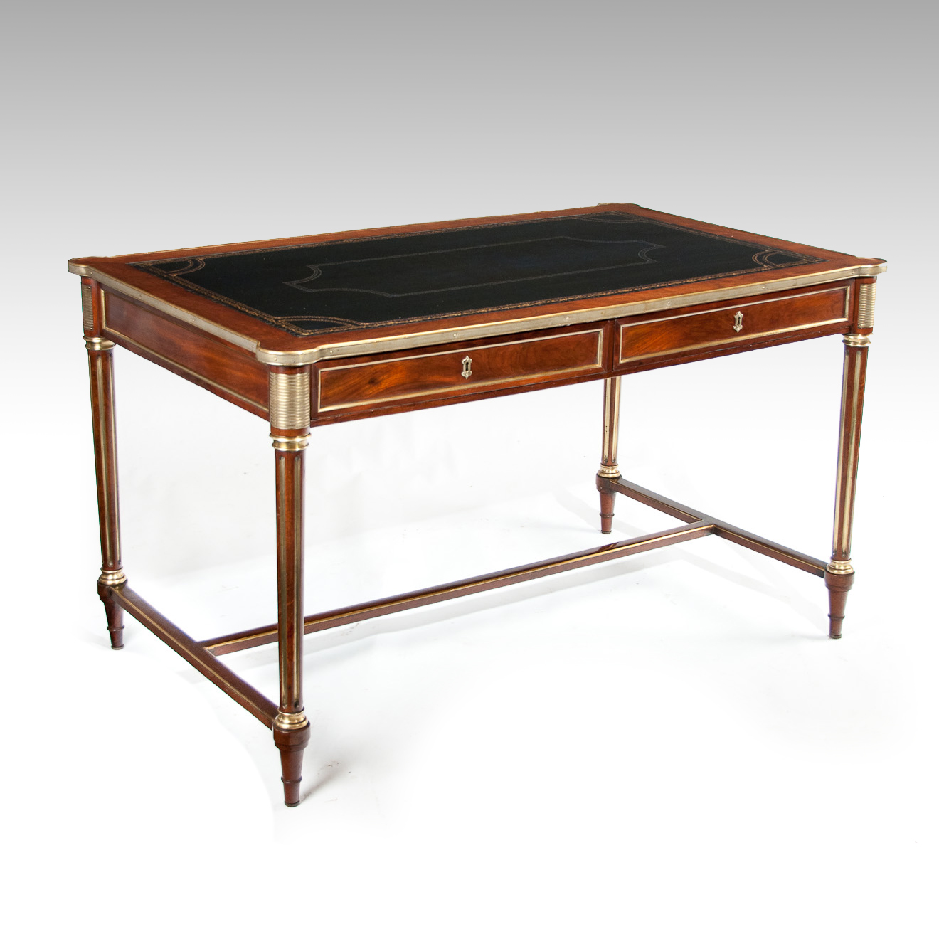 Elegant 19thc French Mahogany & Brass Antique Writing Table Louis XVI Manner (1 of 1) Elegant 19thc French Mahogany & Brass Antique Writing Table Louis XVI Manner (1 of 1)