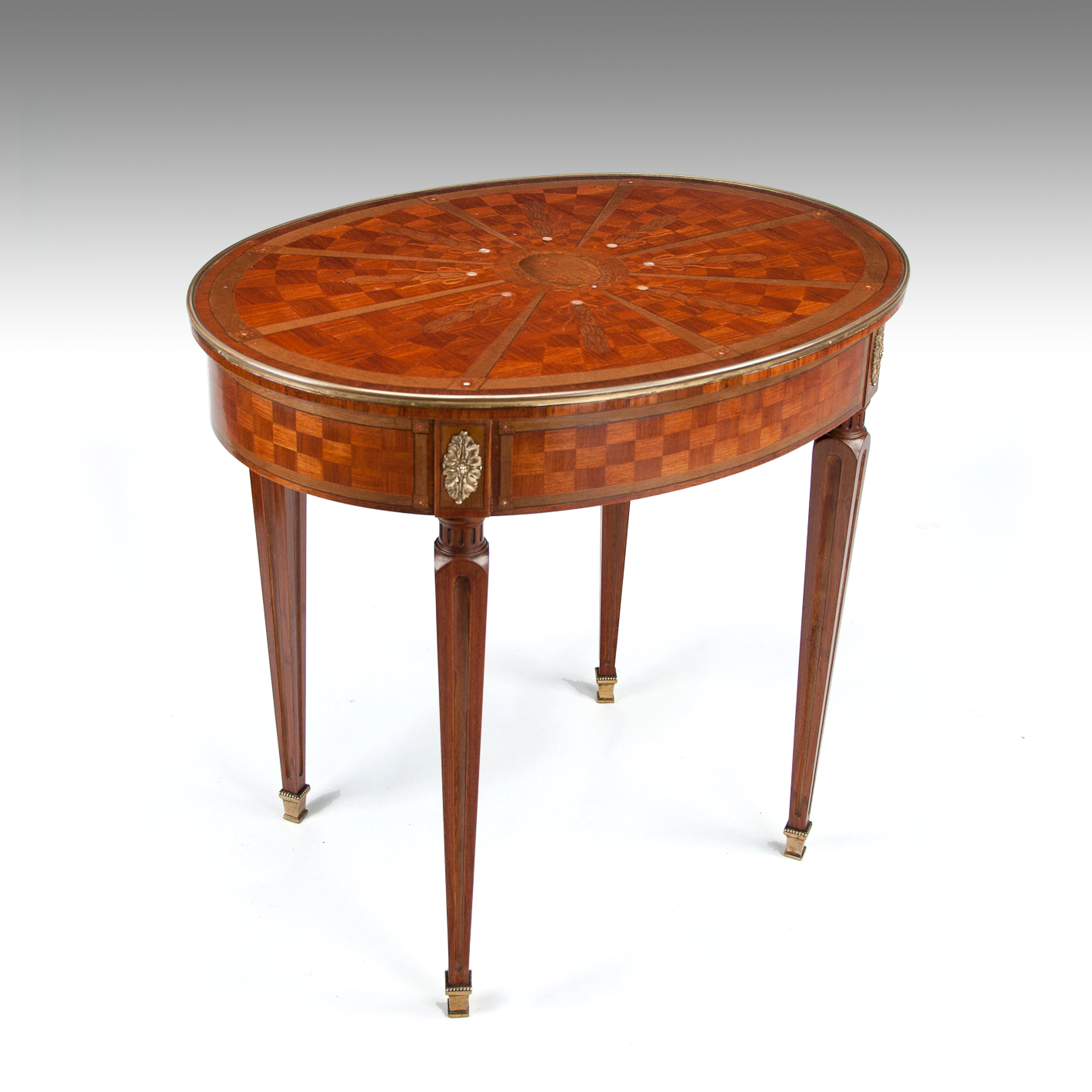 Fine Inlaid Kingwood Oval French Table with Mother of Pearl c.1920 (1 of 1) Fine Inlaid Kingwood Oval French Table with Mother of Pearl c.1920 (1 of 1)