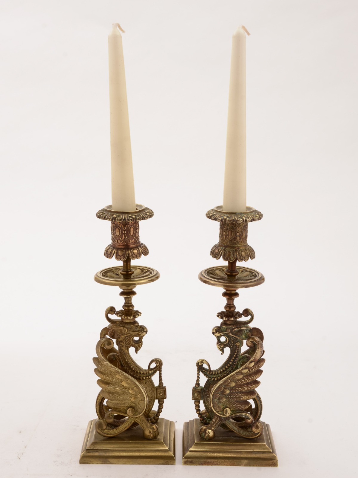 Pair of French Brass Griffin Candlesticks c.1900 (1 of 1) Pair of French Brass Griffin Candlesticks c.1900 (1 of 1)