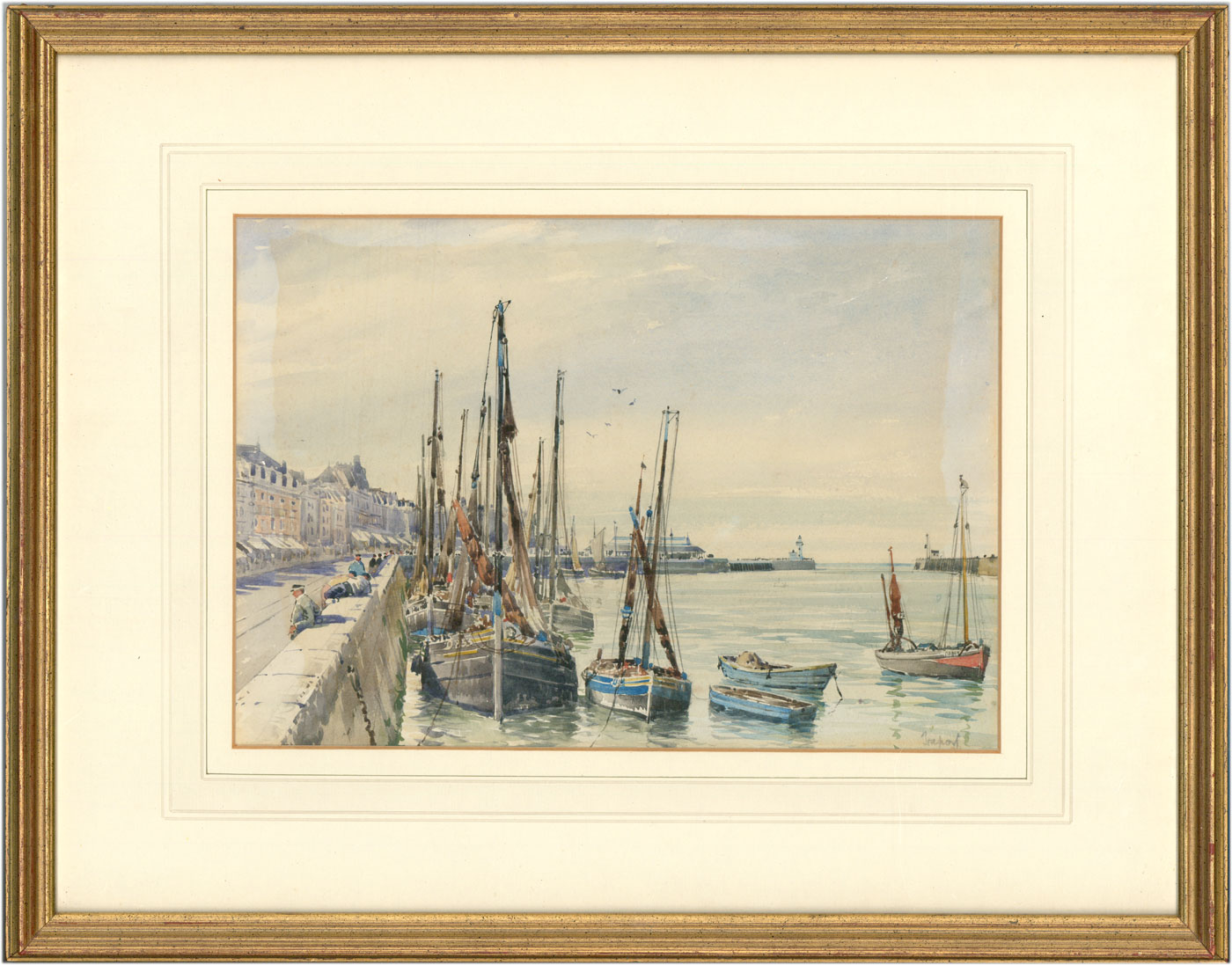 Arthur Charles Fare Rwa - 1928 Watercolour, Treport Harbour, France (1 of 1) Arthur Charles Fare Rwa - 1928 Watercolour, Treport Harbour, France (1 of 1)