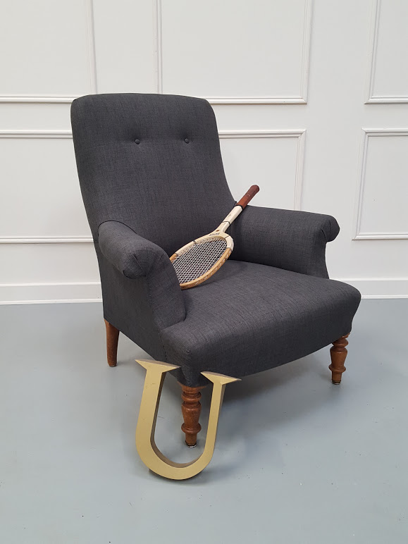 French Charcoal Grey Antique Armchair C1900 (1 of 5) French Charcoal Grey Antique Armchair C1900 (1 of 5)