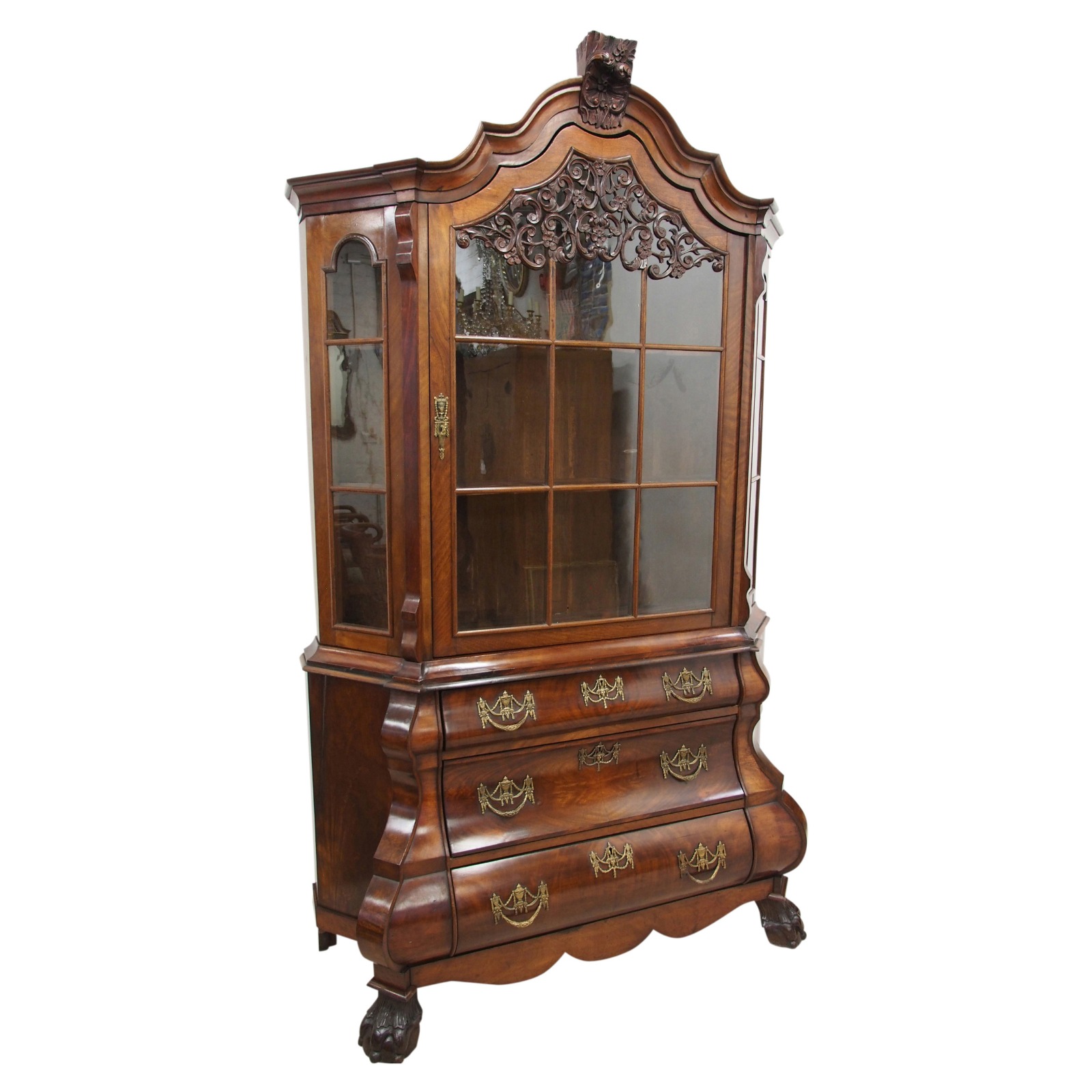 Dutch Figured Walnut Bombe-front Bookcase c.1860 (1 of 14) Dutch Figured Walnut Bombe-front Bookcase c.1860 (1 of 14)