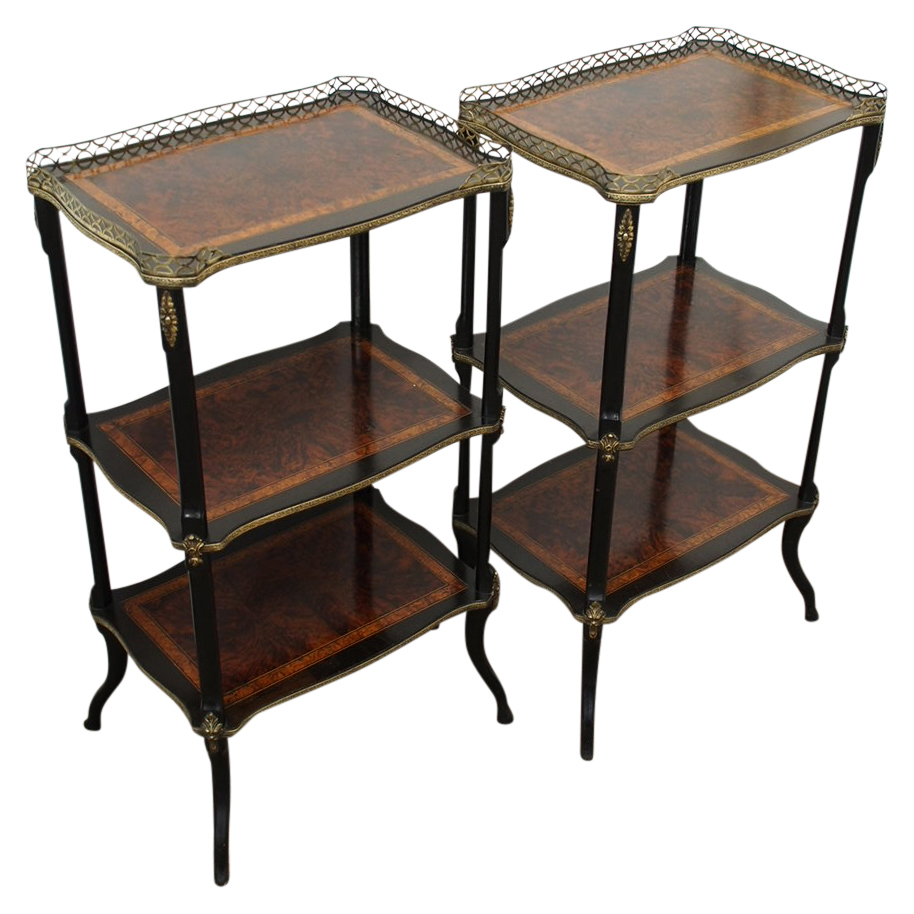 Pair of French Victorian Amboyna, Boxwood & Ebony Etageres (1 of 1) Pair of French Victorian Amboyna, Boxwood & Ebony Etageres (1 of 1)