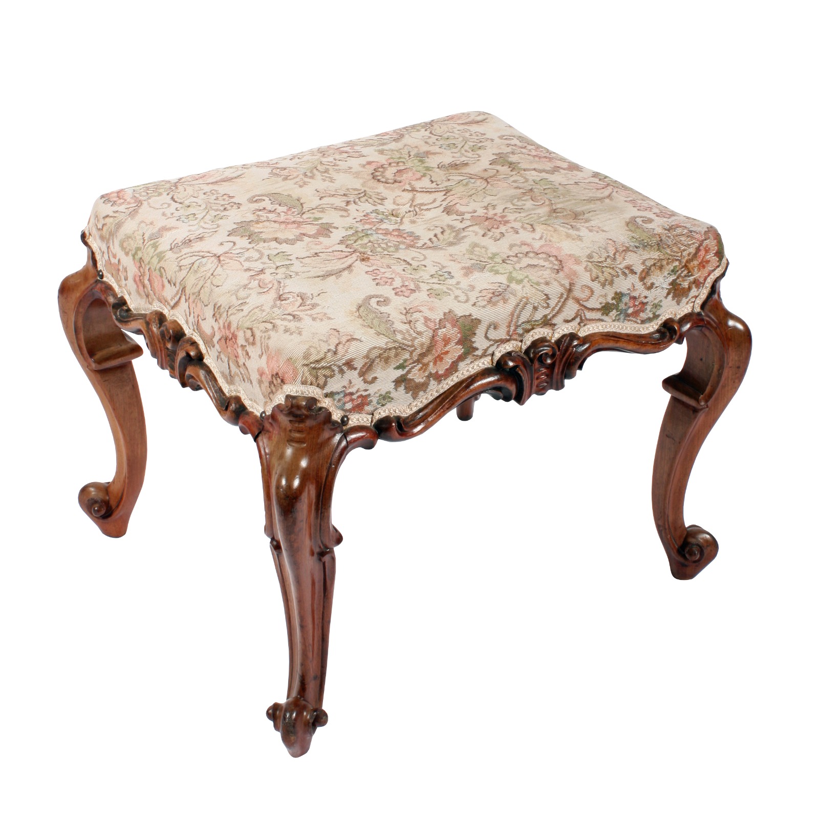 Mid Victorian Carved Walnut Stool (1 of 8)