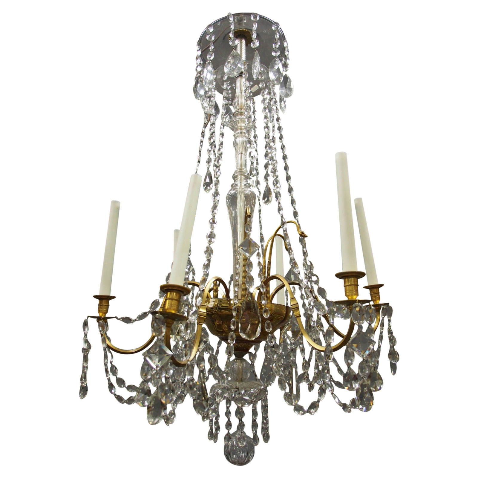 Large Gilt Brass & Glass Chandelier (1 of 15) Large Gilt Brass & Glass Chandelier (1 of 15)