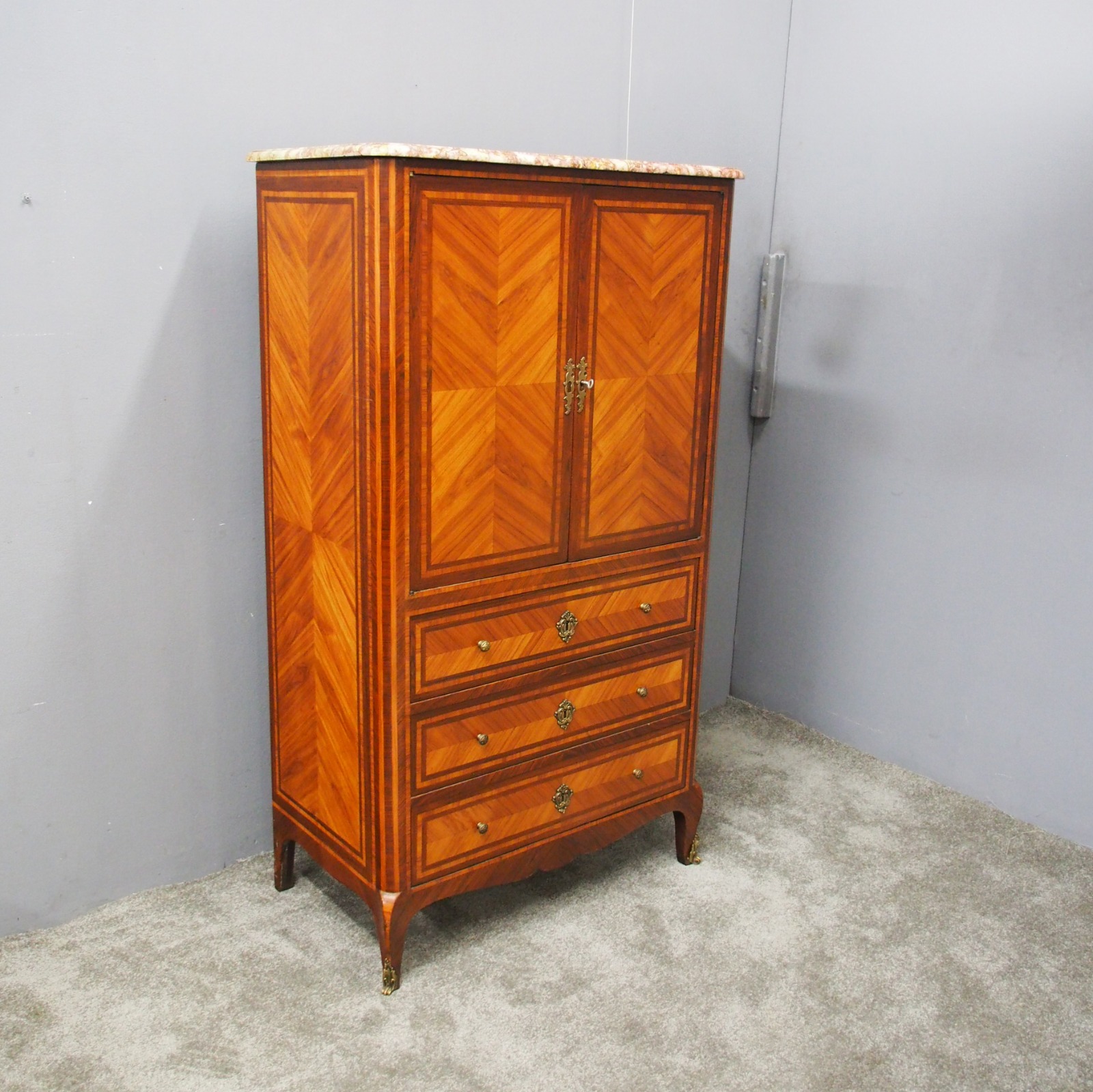 French Marble Top Kingwood Cabinet (1 of 11)