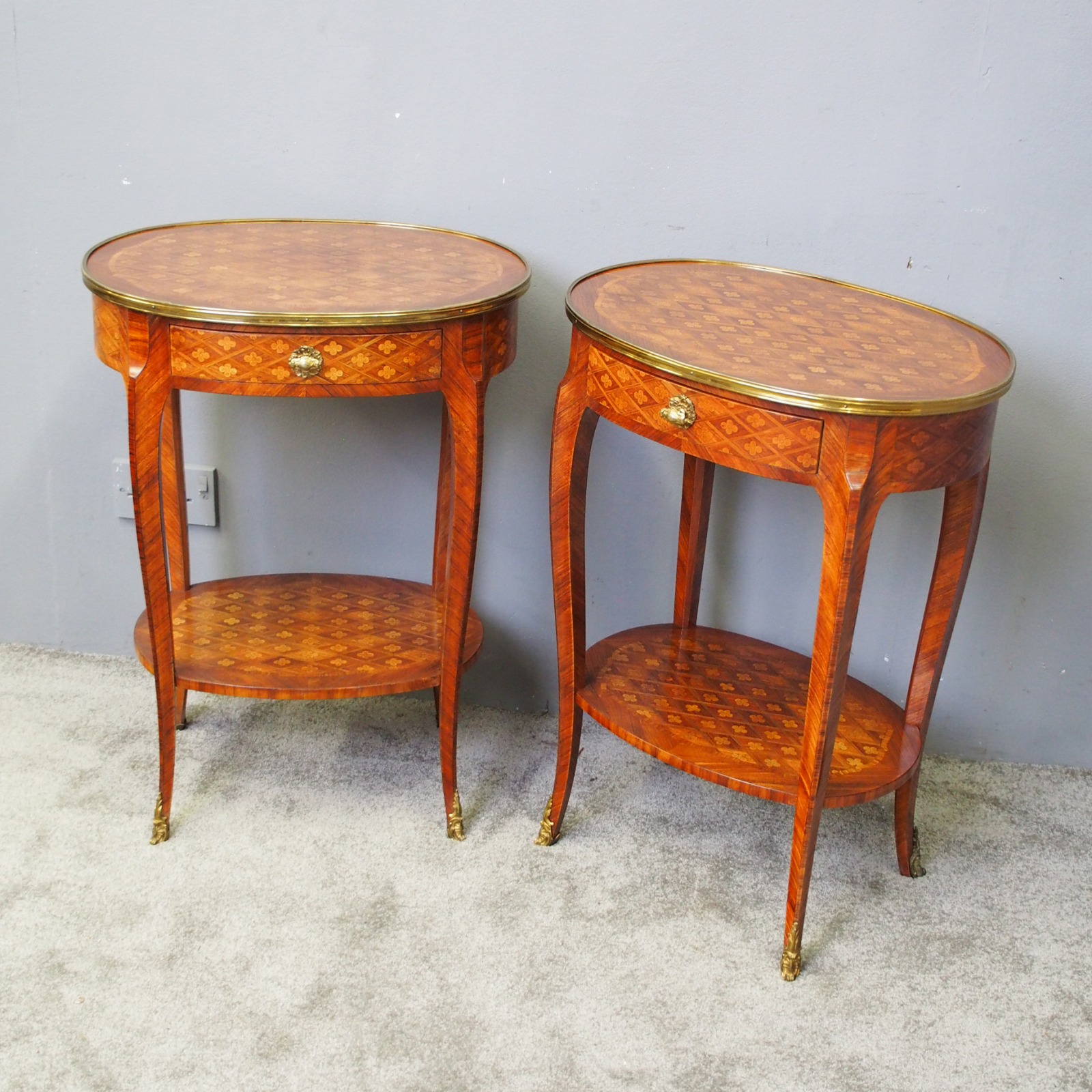 Pair of French Oval Parquetry Kingwood Occasional Tables (1 of 1) Pair of French Oval Parquetry Kingwood Occasional Tables (1 of 1)