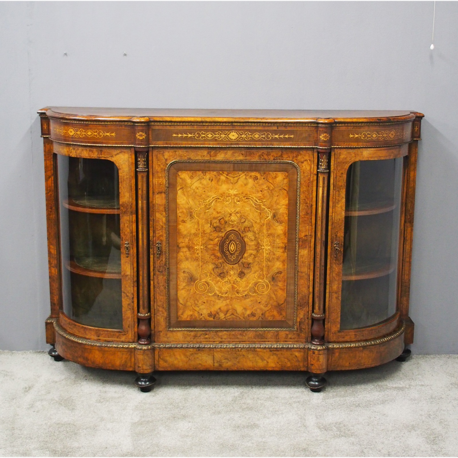 Victorian Inlaid Burr Walnut Credenza (1 of 3) Victorian Inlaid Burr Walnut Credenza (1 of 3)