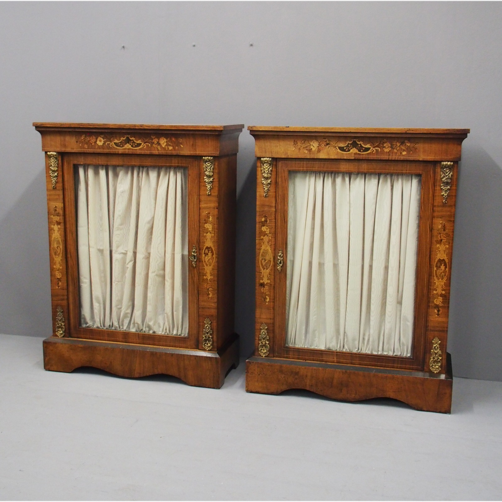 Pair of Victorian Walnut & Marquetry Pier Cabinets (1 of 1) Pair of Victorian Walnut & Marquetry Pier Cabinets (1 of 1)