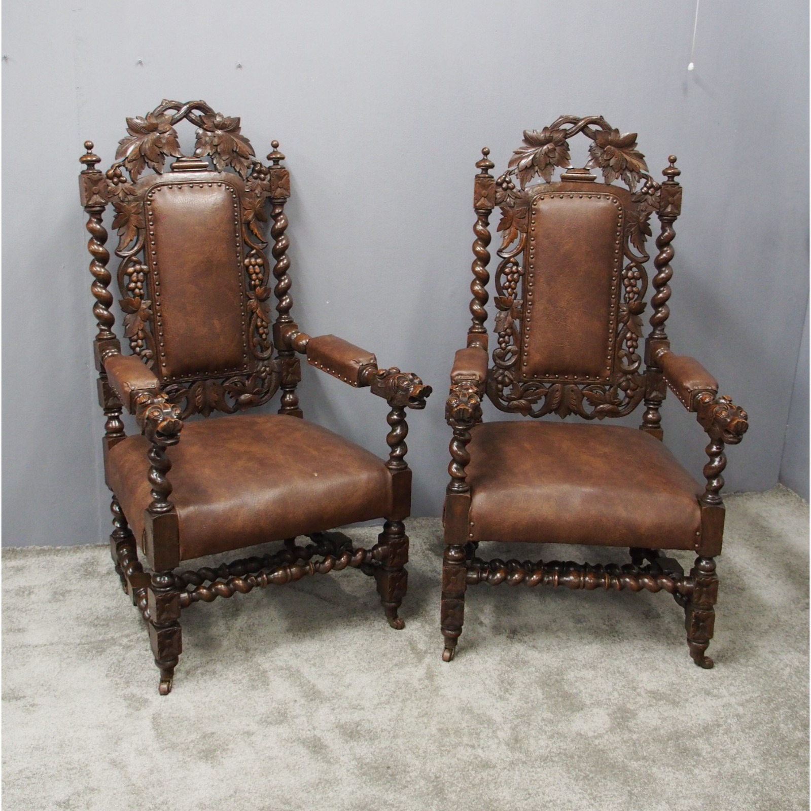 Pair of Jacobean Style Oak Chairs (1 of 14) Pair of Jacobean Style Oak Chairs (1 of 14)