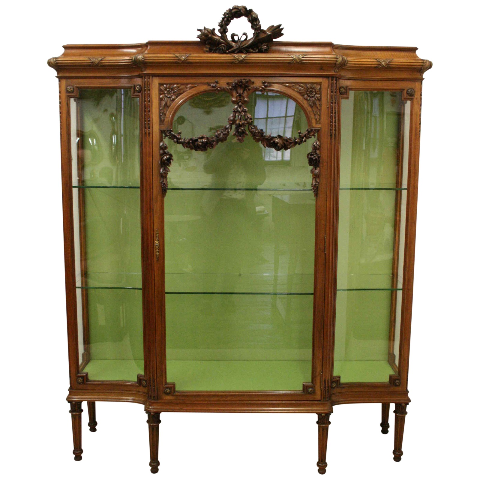 French Carved Walnut Display Cabinet (1 of 11)