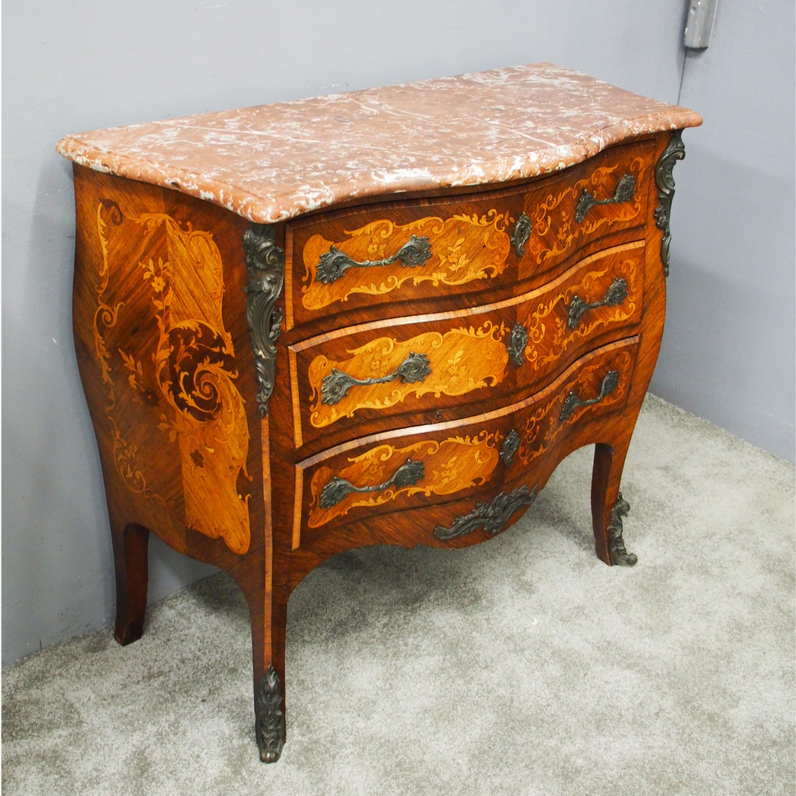 French Kingwood & Tulipwood Marble Top Commode (1 of 1) French Kingwood & Tulipwood Marble Top Commode (1 of 1)