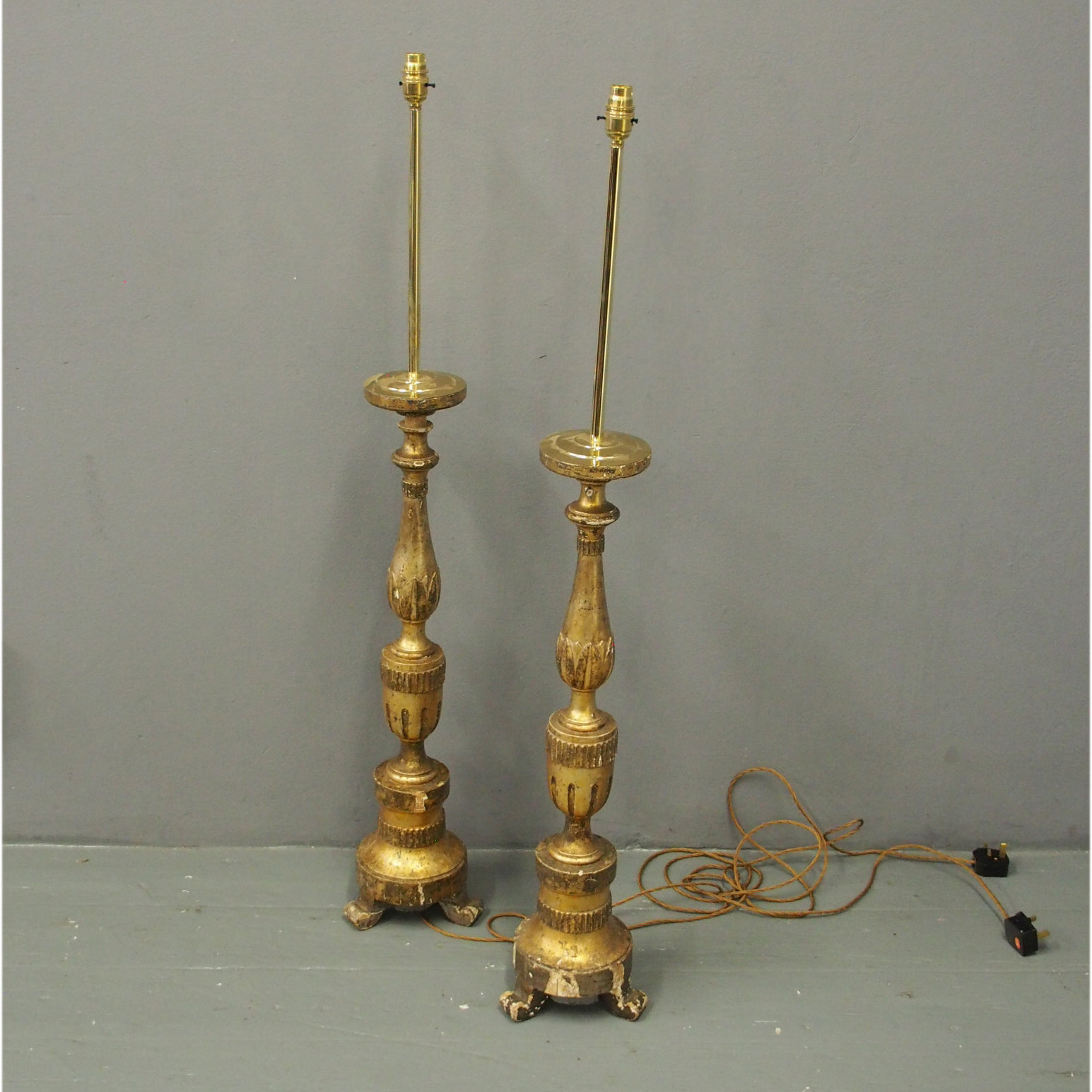 Pair of Carved & Gilded Lamps c.1840 (1 of 11)