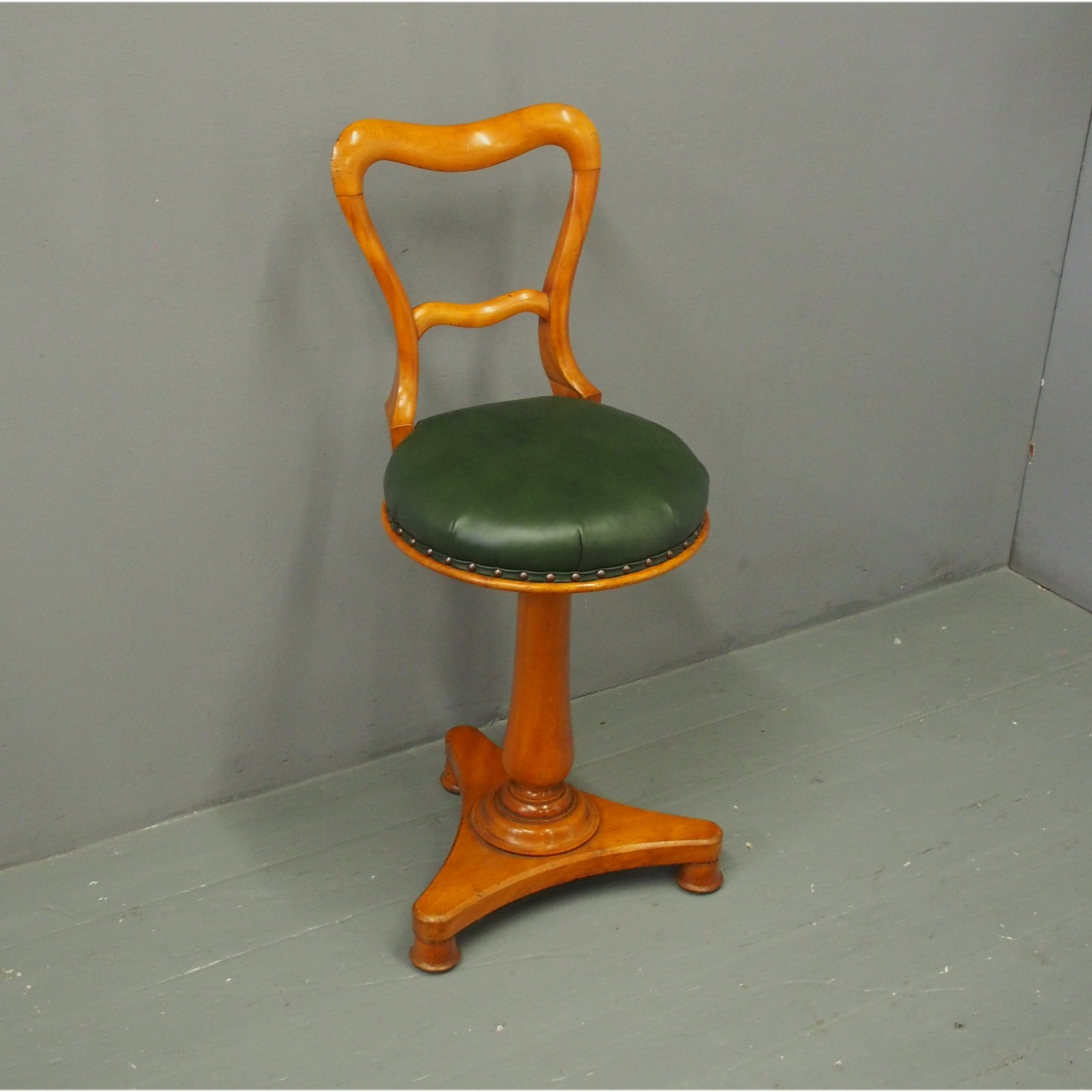 Tall Victorian Satin Birch Music Stool (1 of 6)