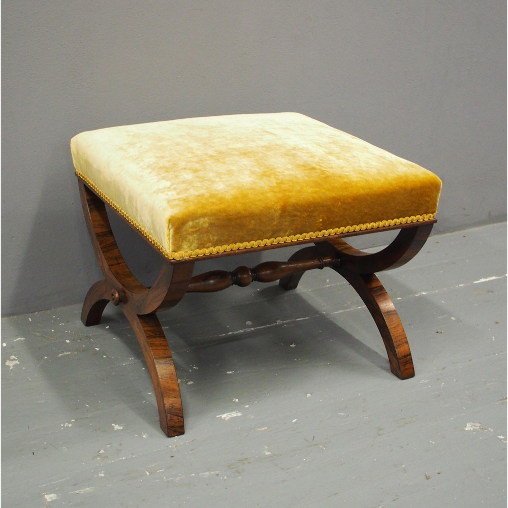 Rosewood & Gold Velour Stool c.1820 (1 of 7)
